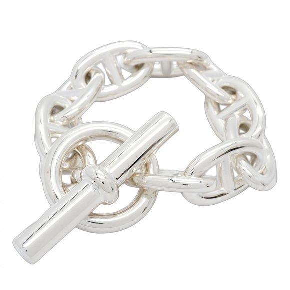 Hermès Chaine d'Ancre TGM Bracelet 9 Links Silver 925  Men's Women's Unisex - Picture 1 of 7